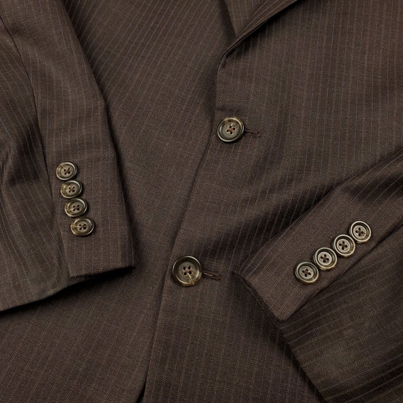 Burberry Blazer 44R Pinstripe Suit Jacket Sport Coat Brown Wool Luxury Formal - Picture 4 of 12